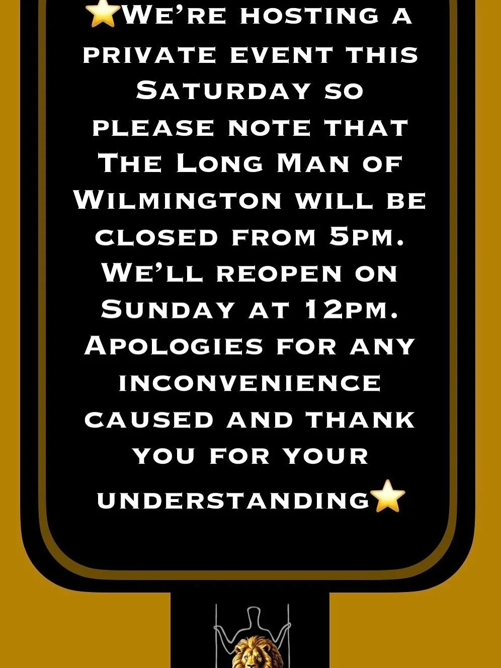 Today We will be closing our doors @ 5pm due to hosting a private event,our Thai kitchen will be closed for lunch and dinner this eve, Thai will be back on Monday as usual and we will be open for business from 12pm tomorrow we again are so sorry for 