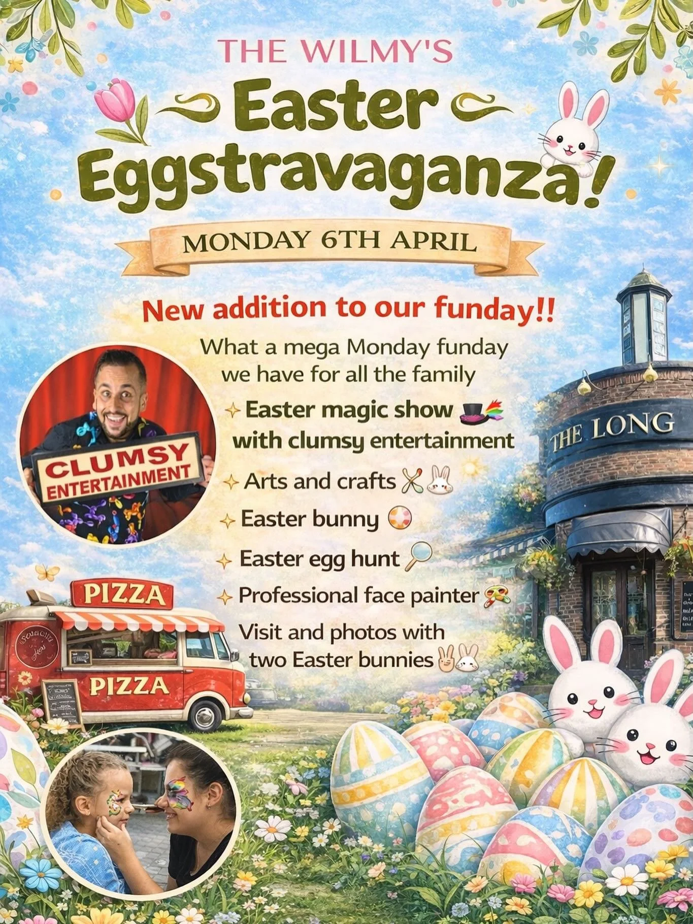 *** NEW ADDITION 

Get ready for a MEGA Monday Funday at The Wilmy&rsquo;s Easter Eggstravaganza! 🐣✨

Packed with magic, crafts, egg hunts, face painting &amp; even TWO Easter bunnies! 🐰🐰

Don&rsquo;t miss the brand new Easter magic show with clum