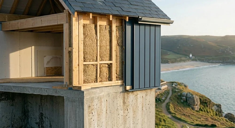 Surélévation en ossature bois d'une maison individuelle — chantier maîtrise d'œuvre — littoral ligérien Loire-Atlantique
