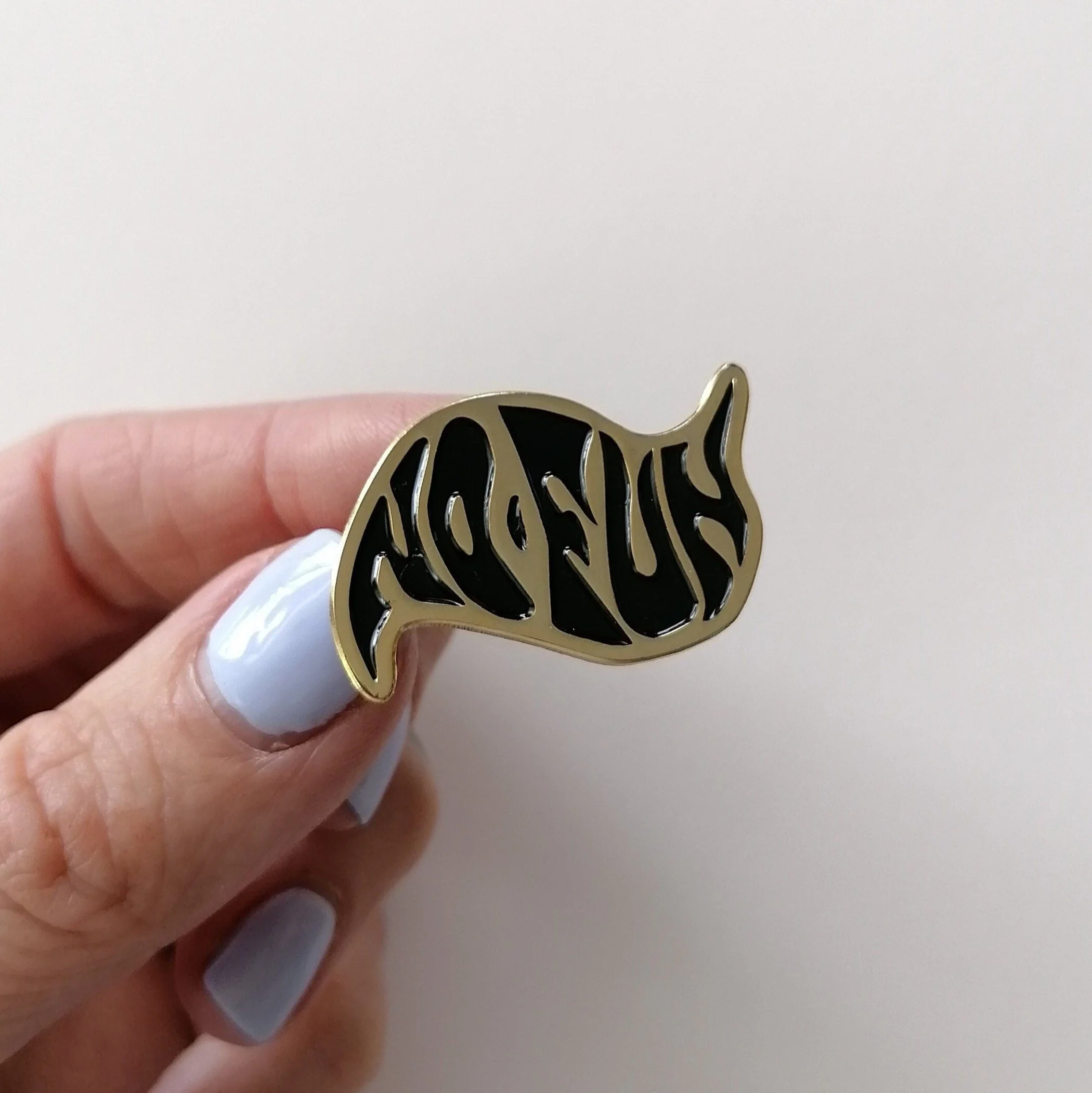 Pin badge hand lettering custom design by Thirteen Scorpios