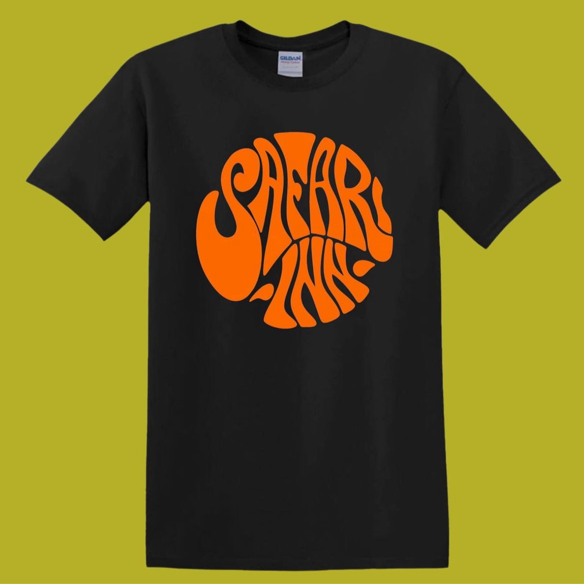 T-shirt logo psychedelic lettering design for the band Safari Inn by Thirteen Scorpios