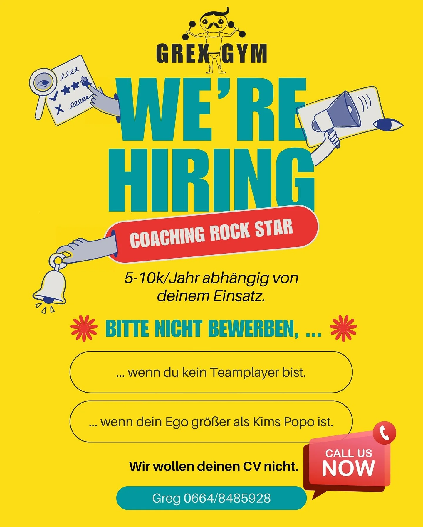 🚨 Wien und Umgebung - Coaching Rock Star wanted!
5-10k/Jahr abhängig von deinem Einsatz.
Die meisten Gyms suchen verzweifelt nach Mitgliedern.
Wir erweitern unseren bestehenden Coaching Staff!
Wir vergeben nur 150 Mitgliedschaften. Derzei