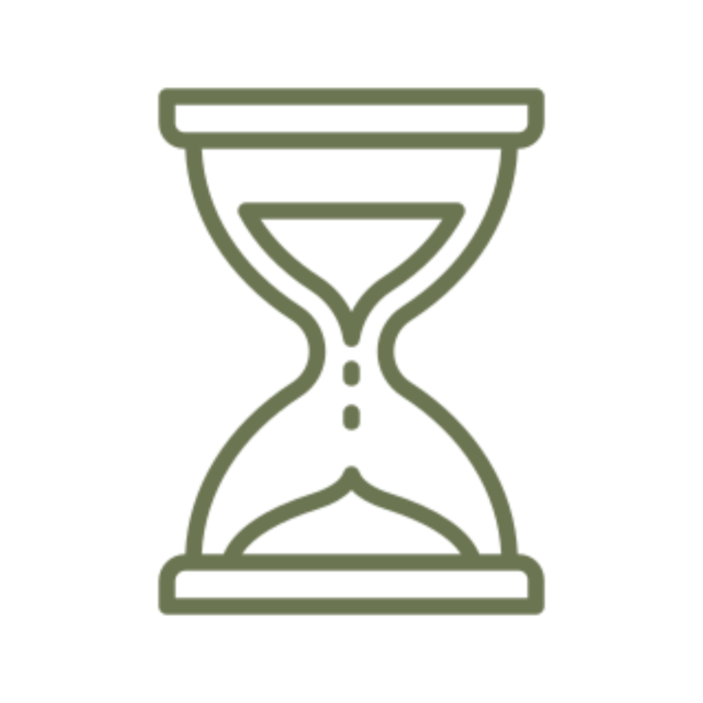 Outline of a sand timer with sand inside.
