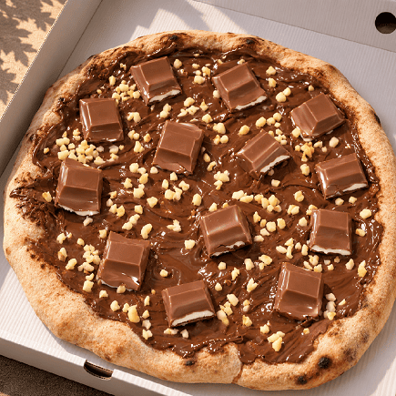 Pizza de Nutella con barrita Kinder
