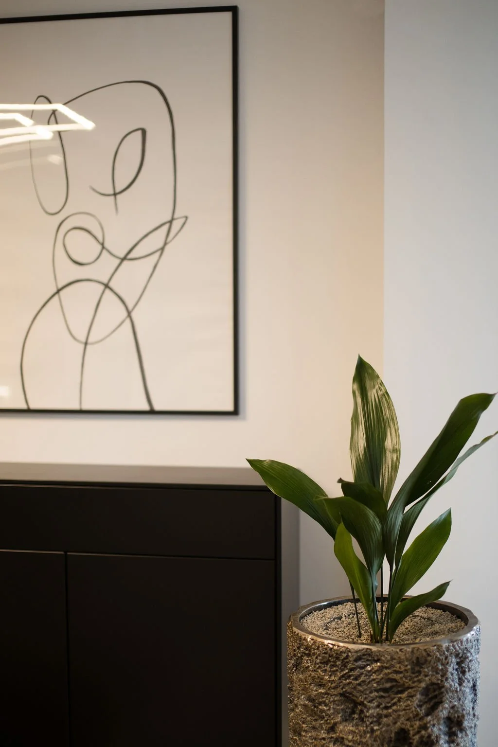 Interior Design Graz - Detail Vorraum Bild Desenio und Pflanze - Ladinegg