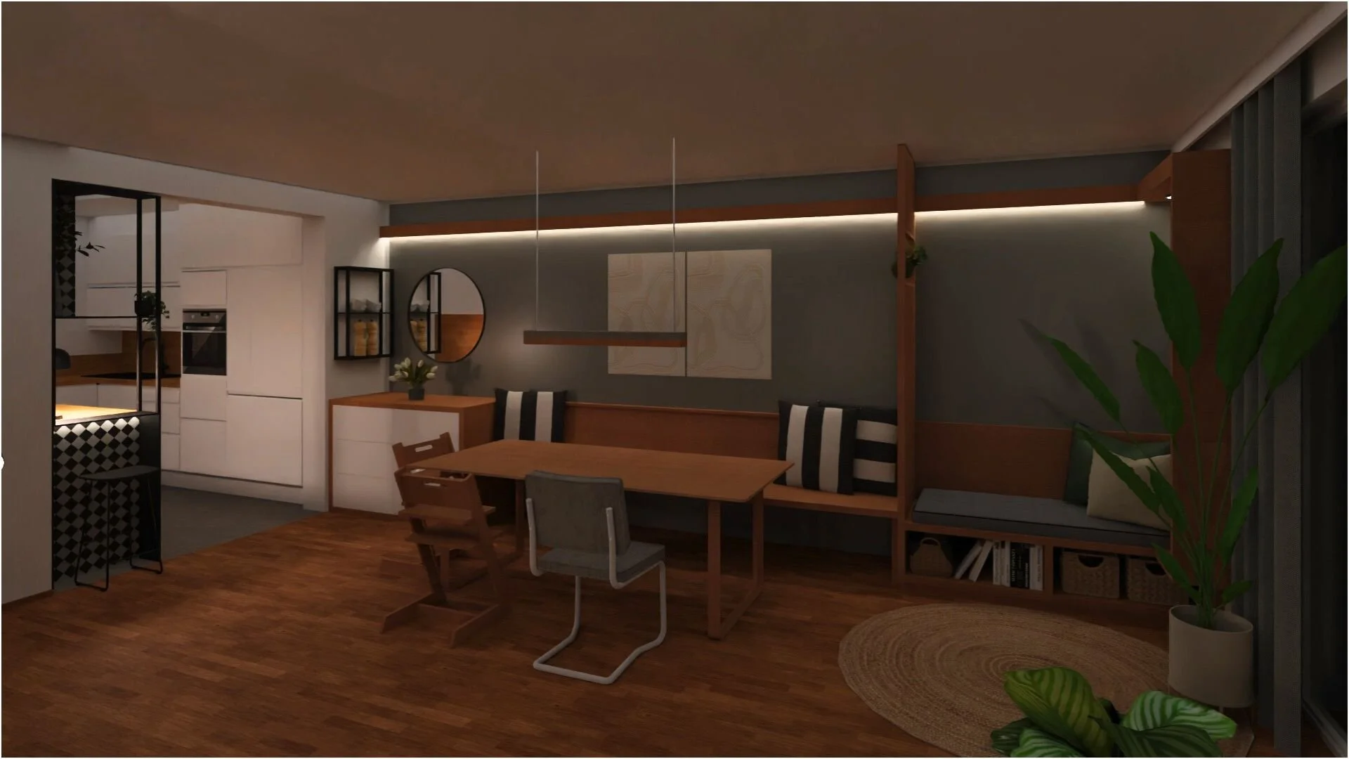 Küchendetail: Kaffeebar mit Infiniti Hocker Klejn - Skandi-Stil