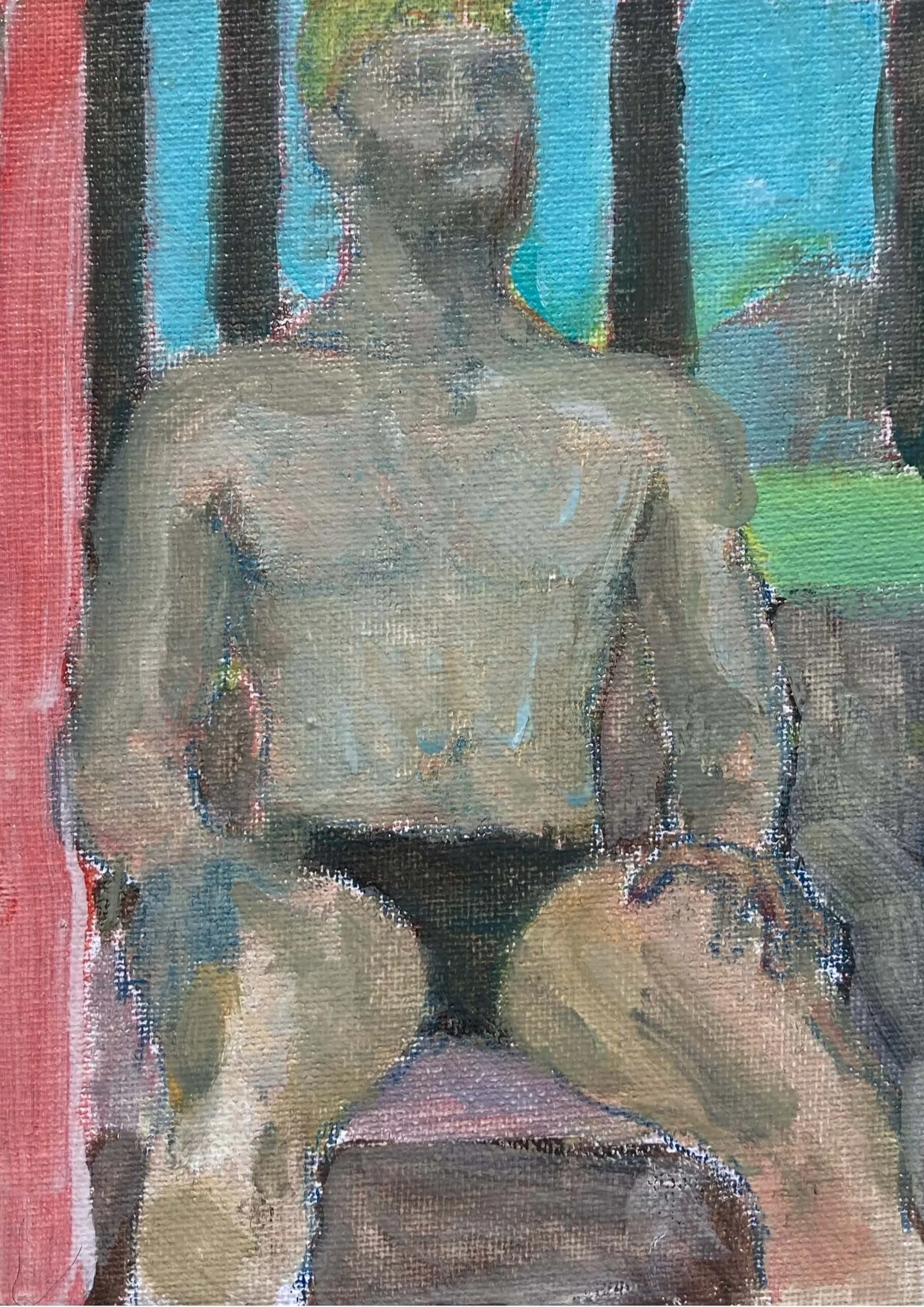 Sitter swimmer, oil on canvas, 2026.