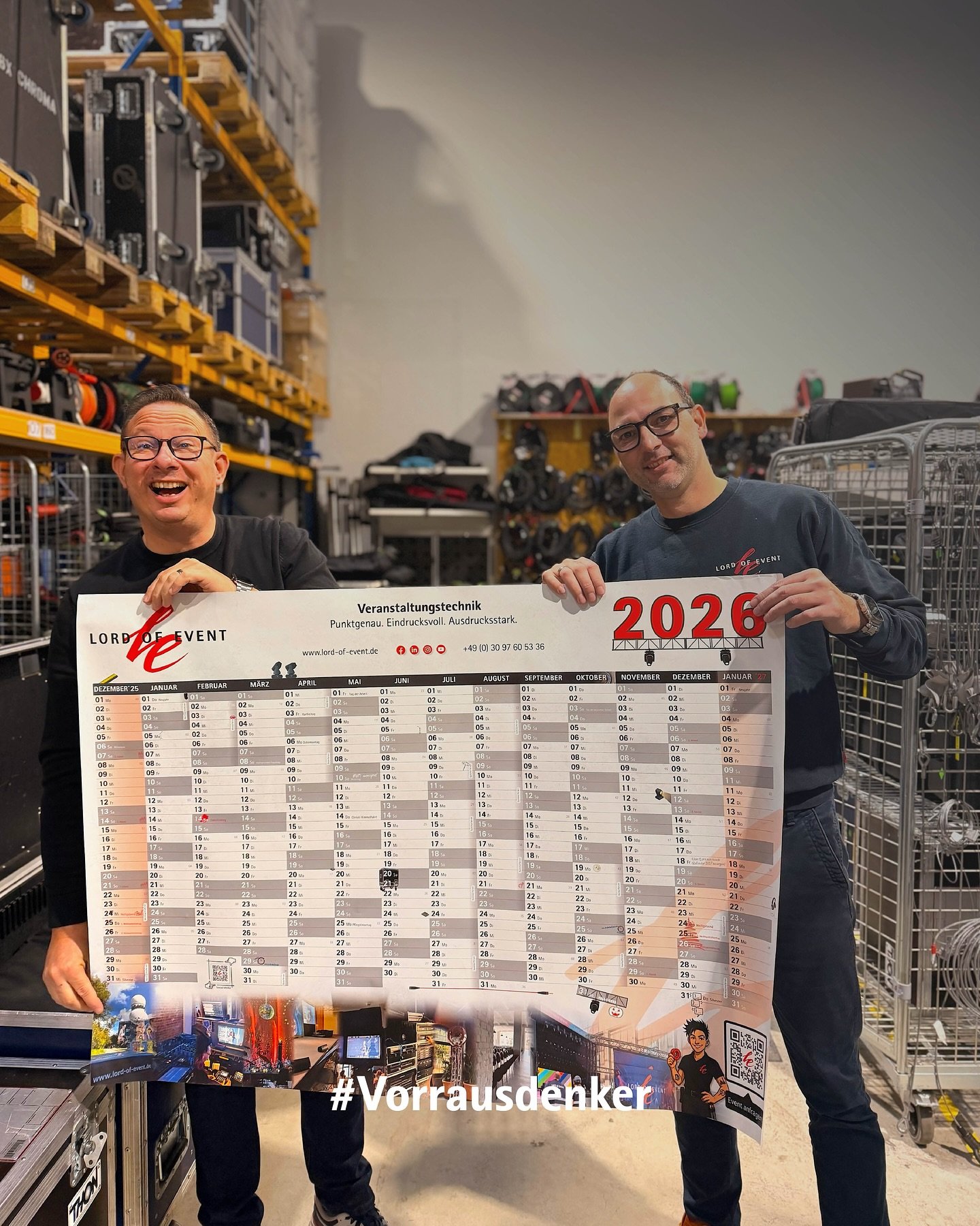 📆 ℍ𝕖𝕦𝕥𝕖 𝕤𝕔𝕙𝕠𝕟 𝕒𝕟 𝕞𝕠𝕣𝕘𝕖𝕟 𝕕𝕖𝕟𝕜𝕖𝕟

genau so sehen das Andreas und Guido auch. 
Ab heute ist unser traditioneller Lord of Event Jahreskalender in DIN A0 fertiggestellt!
Dieser Kalender darf in keinem Konferenzplanungsb&uuml;ro, ke
