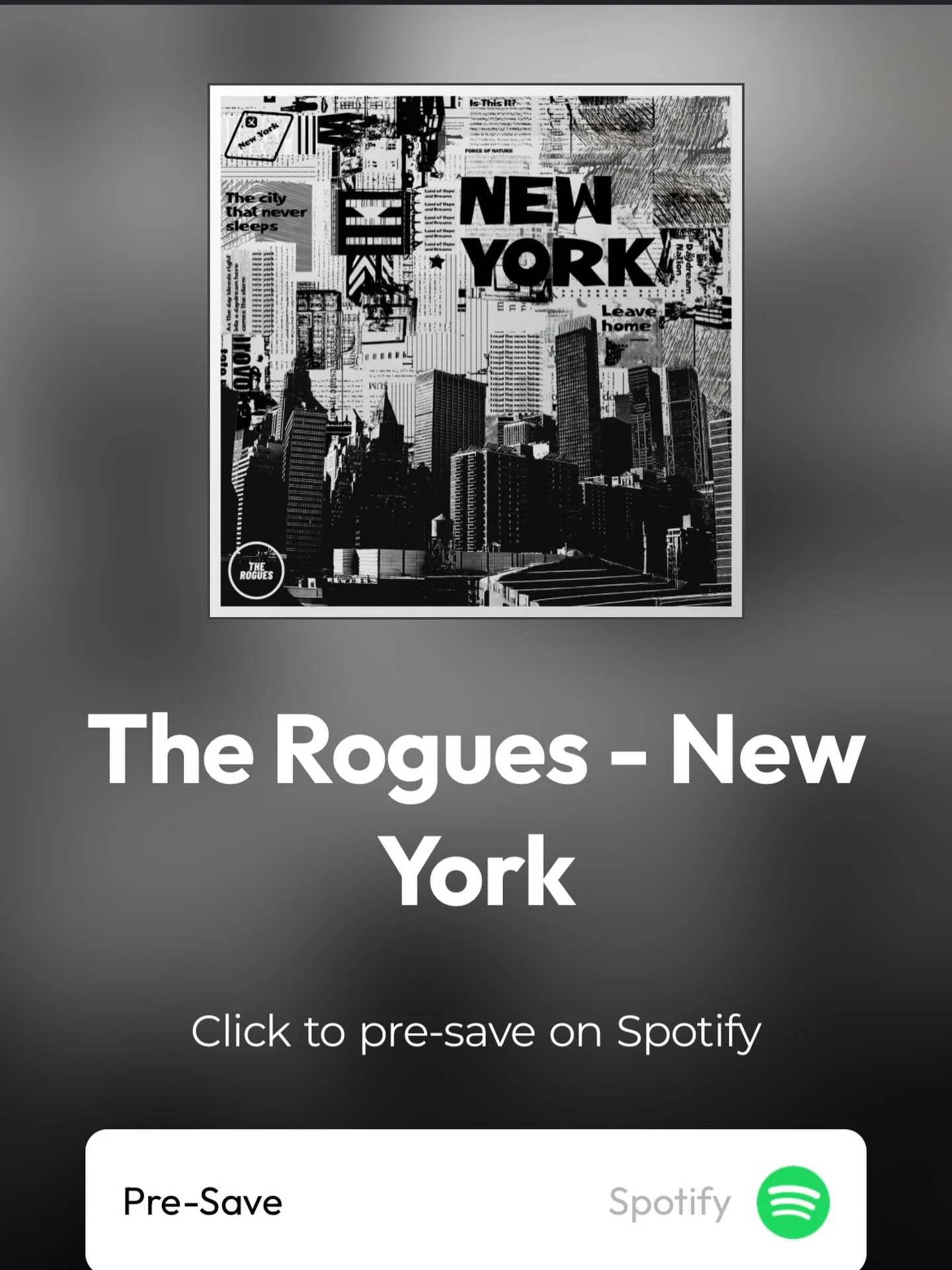 Please go and pre save, @therogues__ new single, &lsquo;New York&rsquo;! Out February 6th. You&rsquo;re not gonna wanna miss it. I did the artwork for it.