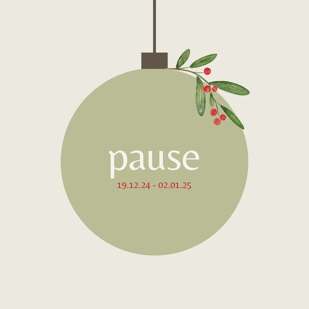 .pause.

Am 19.12. geht es f&uuml;r mich in die Weihnachtspause. Wer vorher gerne nochmal vorbeischauen m&ouml;chte: ein paar letzte freie Termine gibt es noch zu ergattern! 

Ab dem 03.01. bin ich dann frisch gest&auml;rkt, satt, zufrieden wieder f&