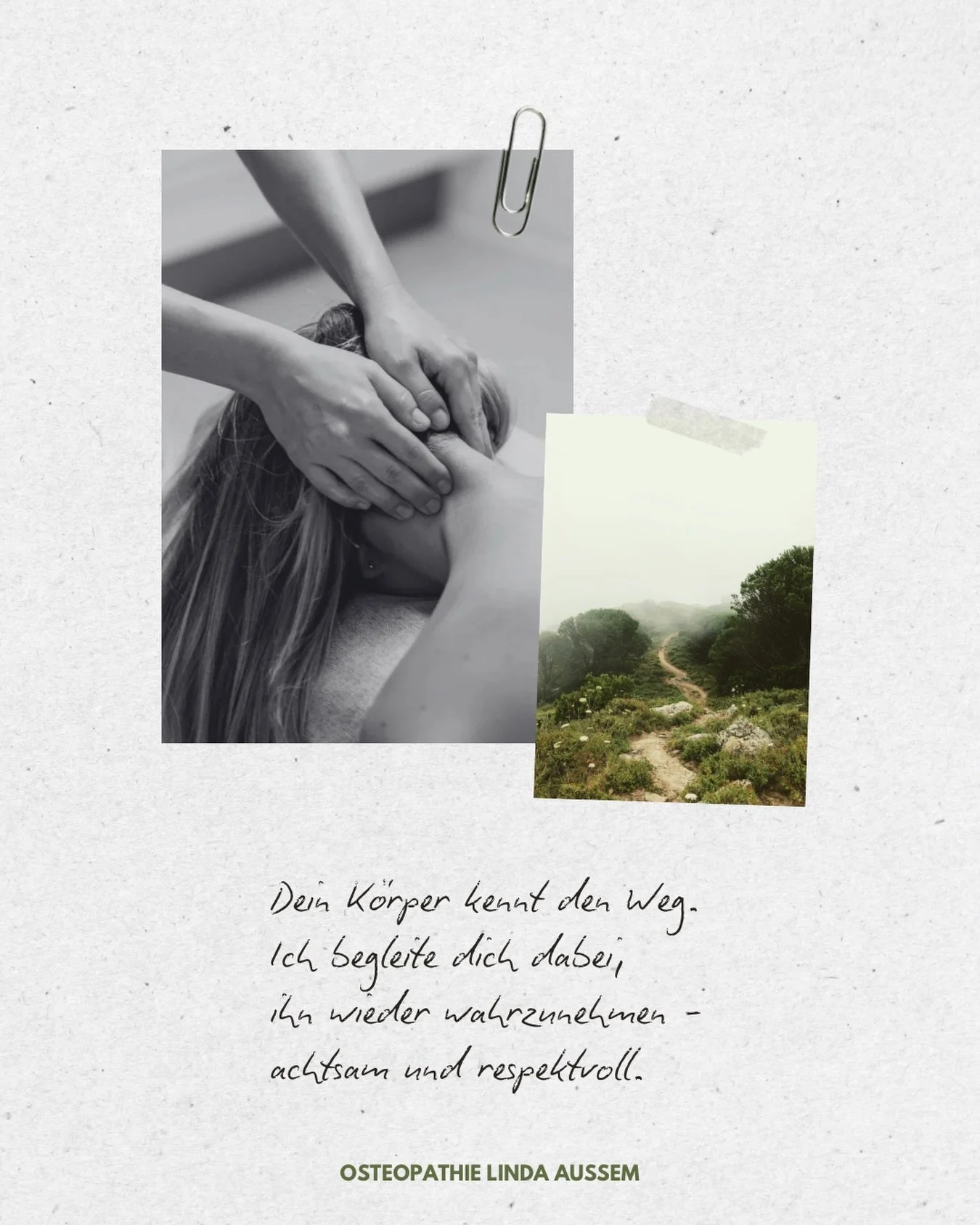 In den letzten Jahren bin ich immer mehr in meiner Rolle als Osteopathin angekommen und habe gelernt, worauf es mir in der Arbeit mit Menschen besonders ankommt. Mir ist wichtig, dir respektvoll und aufmerksam zu begegnen &ndash; immer im Einklang mi