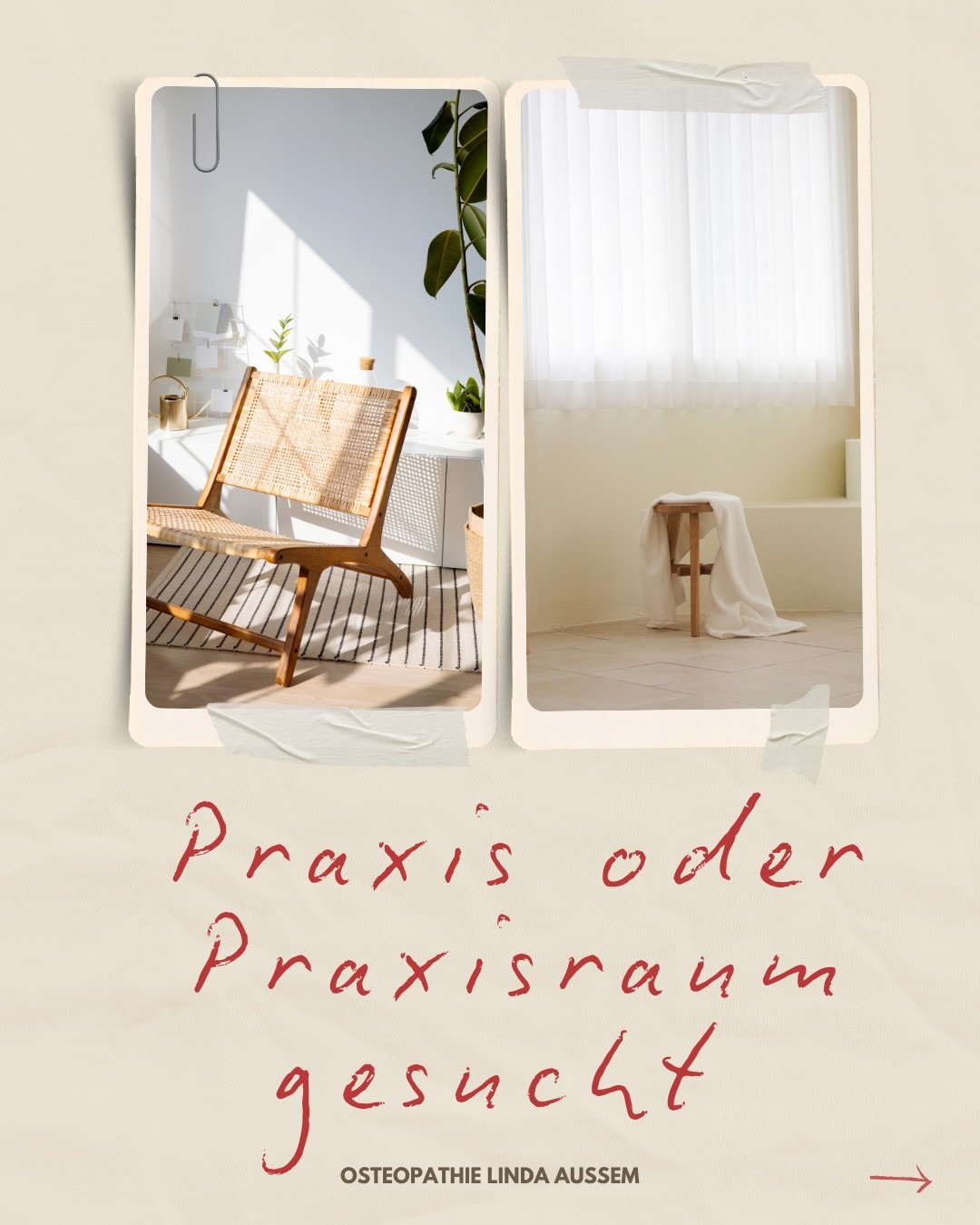 GESUCHT 

Zum 01.04.2026 steht ein Wandel an und ich bin auf der Suche nach neuen Praxisr&auml;umen. 

Alle Infos dazu findest du im Beitrag. 

Ich freue mich &uuml;ber jeden Tipp! 

Teilen erw&uuml;nscht 🤝🏻🧡