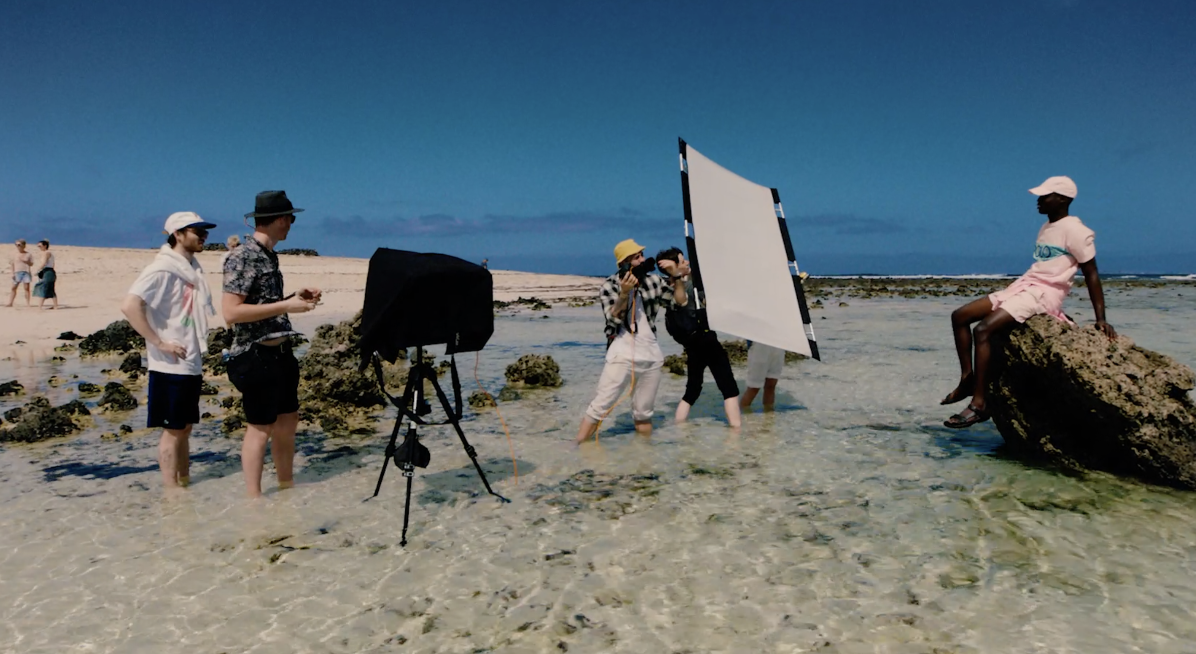 Behind-the-scenes filming for a fashion social campaign with Polo Ralph Lauren, shot on location in a Fuerteventua