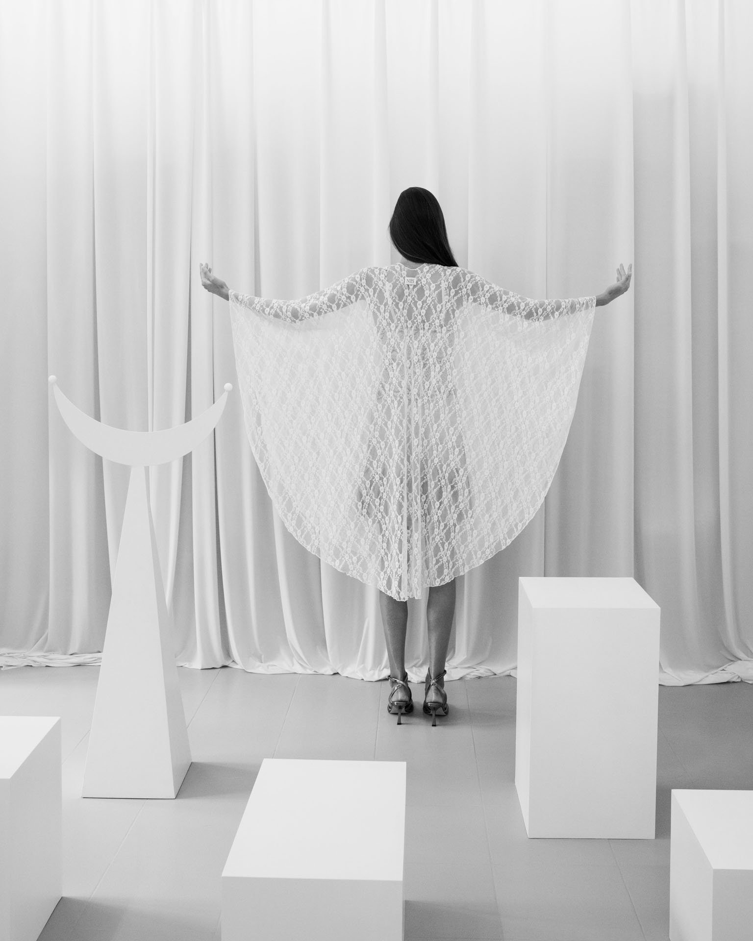Lace Multiway Angel Cape - White
