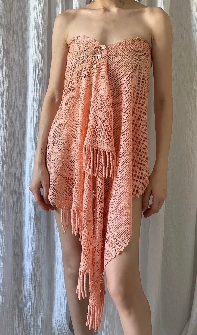 Peach Multi-Way Crochet Dress & Skirt