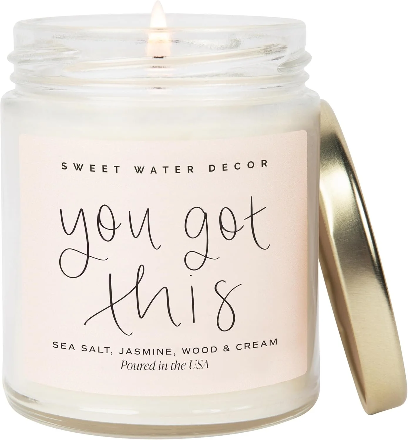 “You Got This” sea salt, jasmine, wood, and cream candle