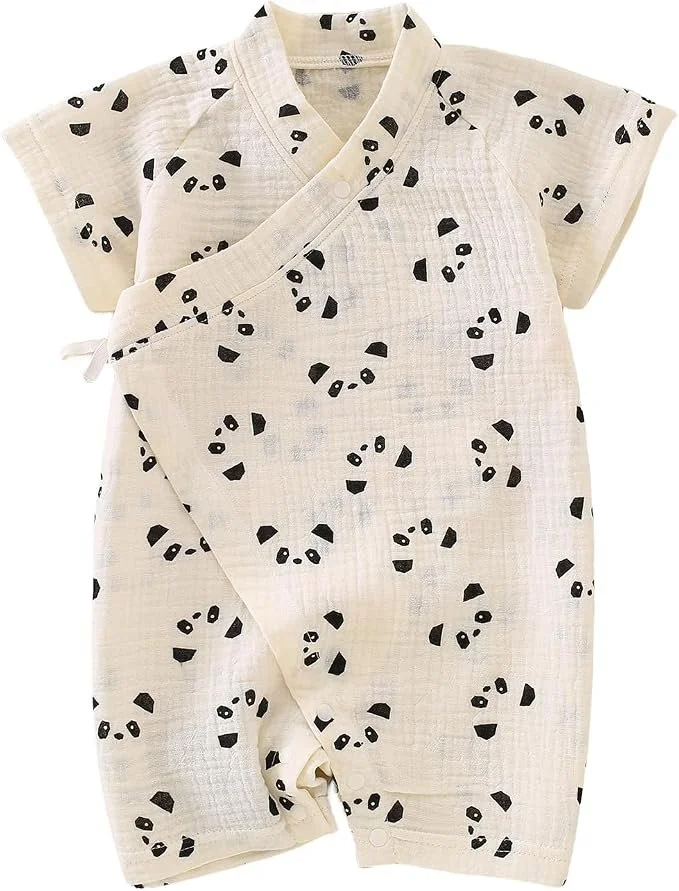 BINIDUCKLING Baby Kimono Cotton Muslin Romper Clothes Newborn - 24 Months