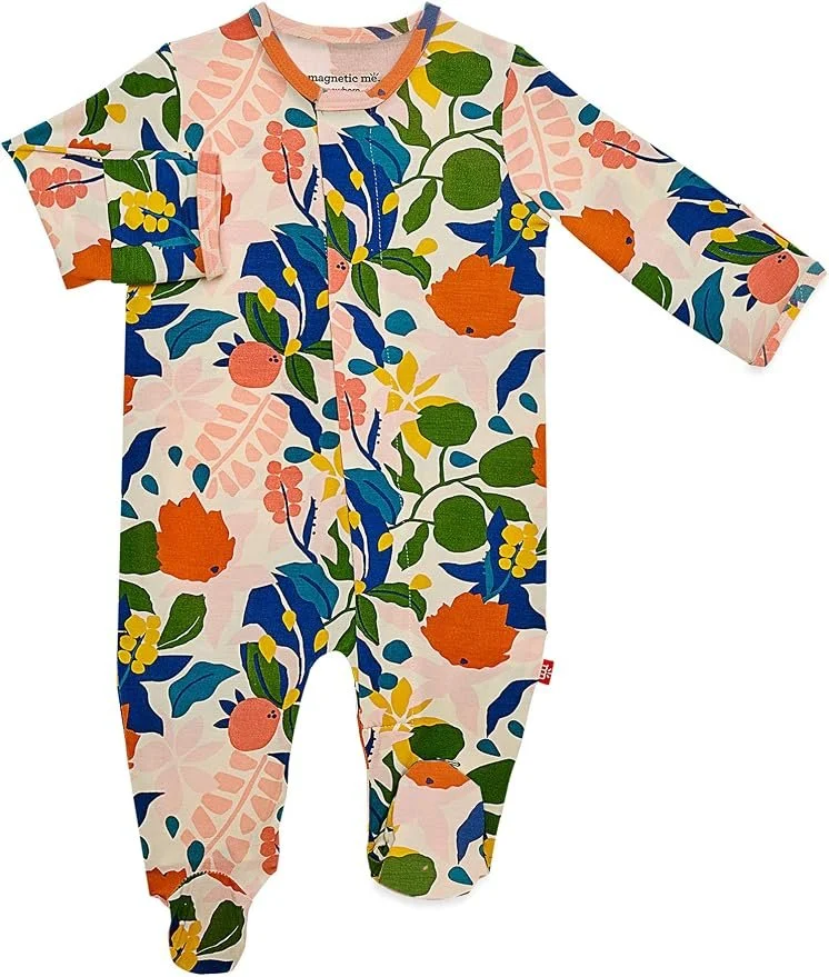 Magnetic Me Footie Pajamas Soft Modal Baby Sleepwear with Quick Magnetic Fastener