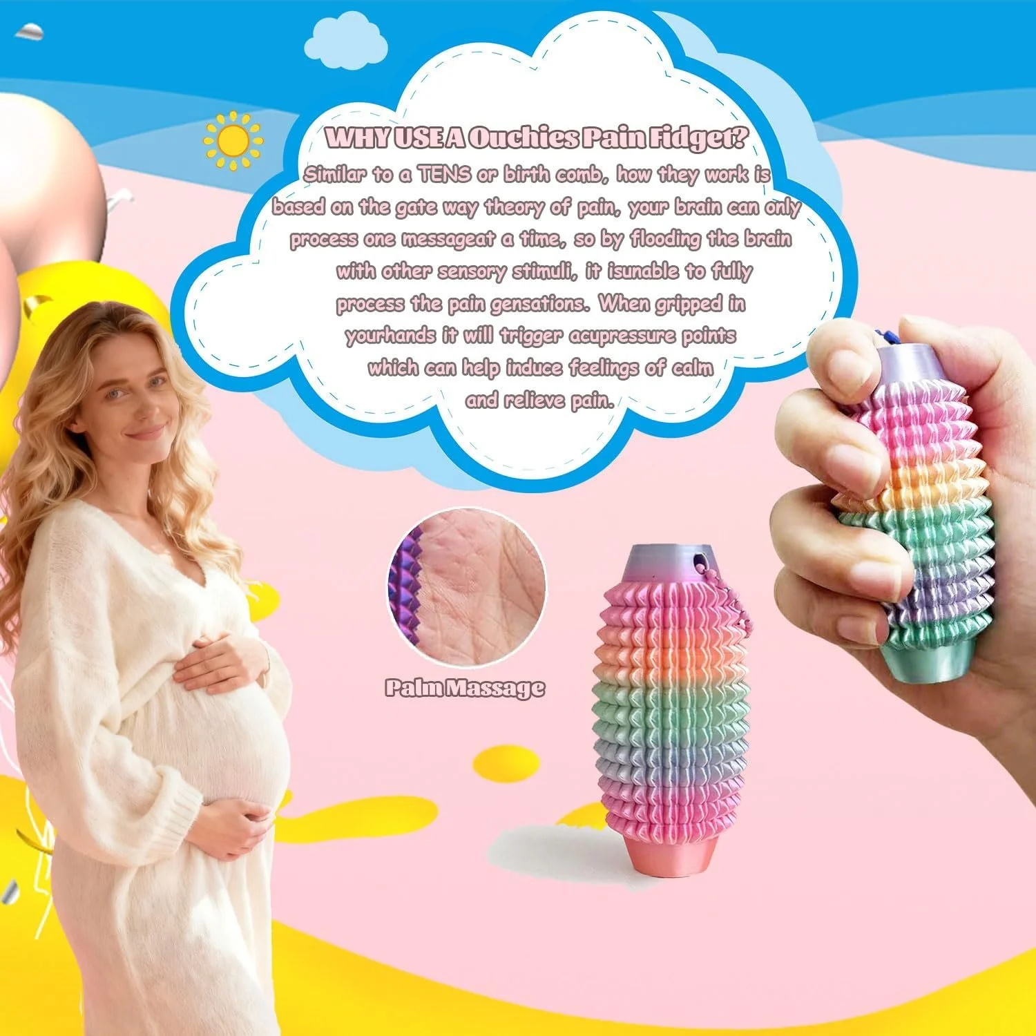 Wooden Birth Comb & Pain Fidget Massager