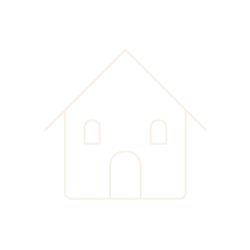 Simple line drawing of a house with a peaked roof, two windows, and a front door