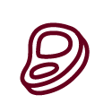 A maroon-colored outline drawing of a basketball with a 'B' on it.