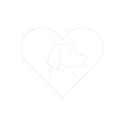 Outline of a dog's head inside a heart shape.