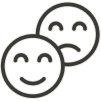 an icon with a smiling face and a sad face
