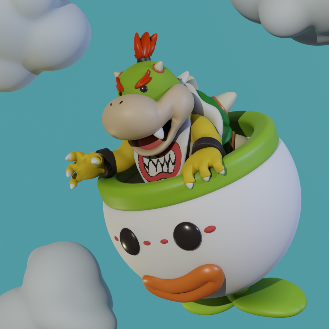 Fan art 3D sculptuur van Nintendo’s Bowser Junior, gemaakt in 2020.