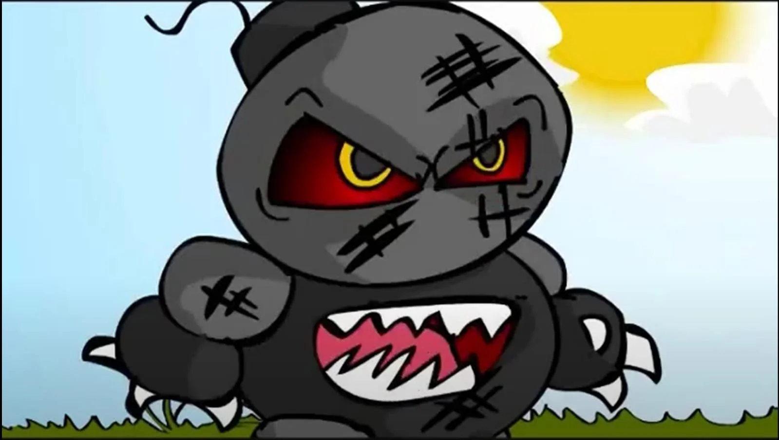 Een frame van ‘Bomb Boy’ uit mijn zelfgemaakte flash animatie, gemaakt in 2008)