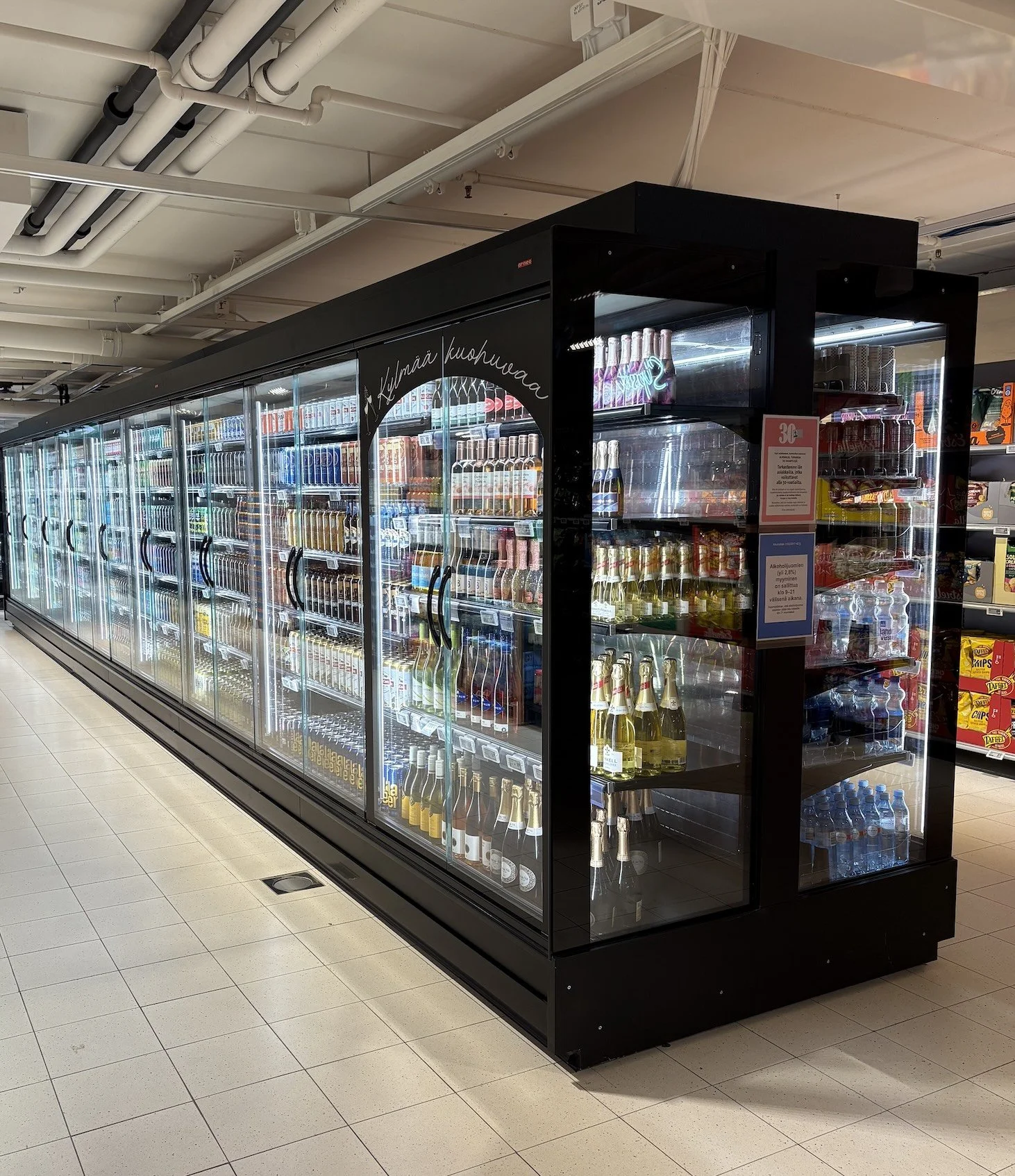 ALICANTE LX, © Cisaplast ovilla 2 puoleinen akvaariomalli kylmähyllykkö