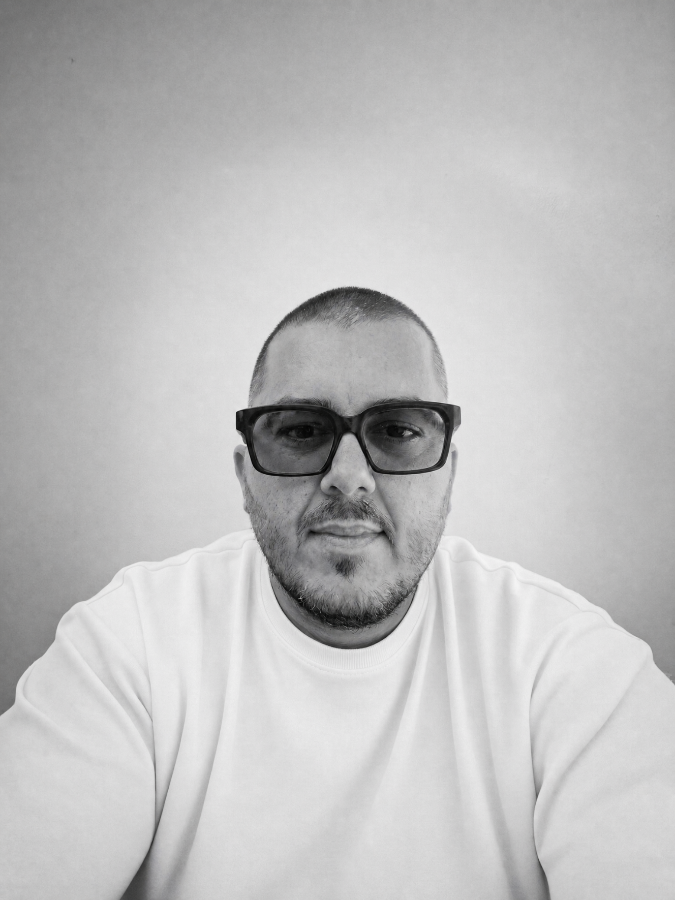 Black-and-white portrait of Vladimir Vladimirov, architecture and interior photographer