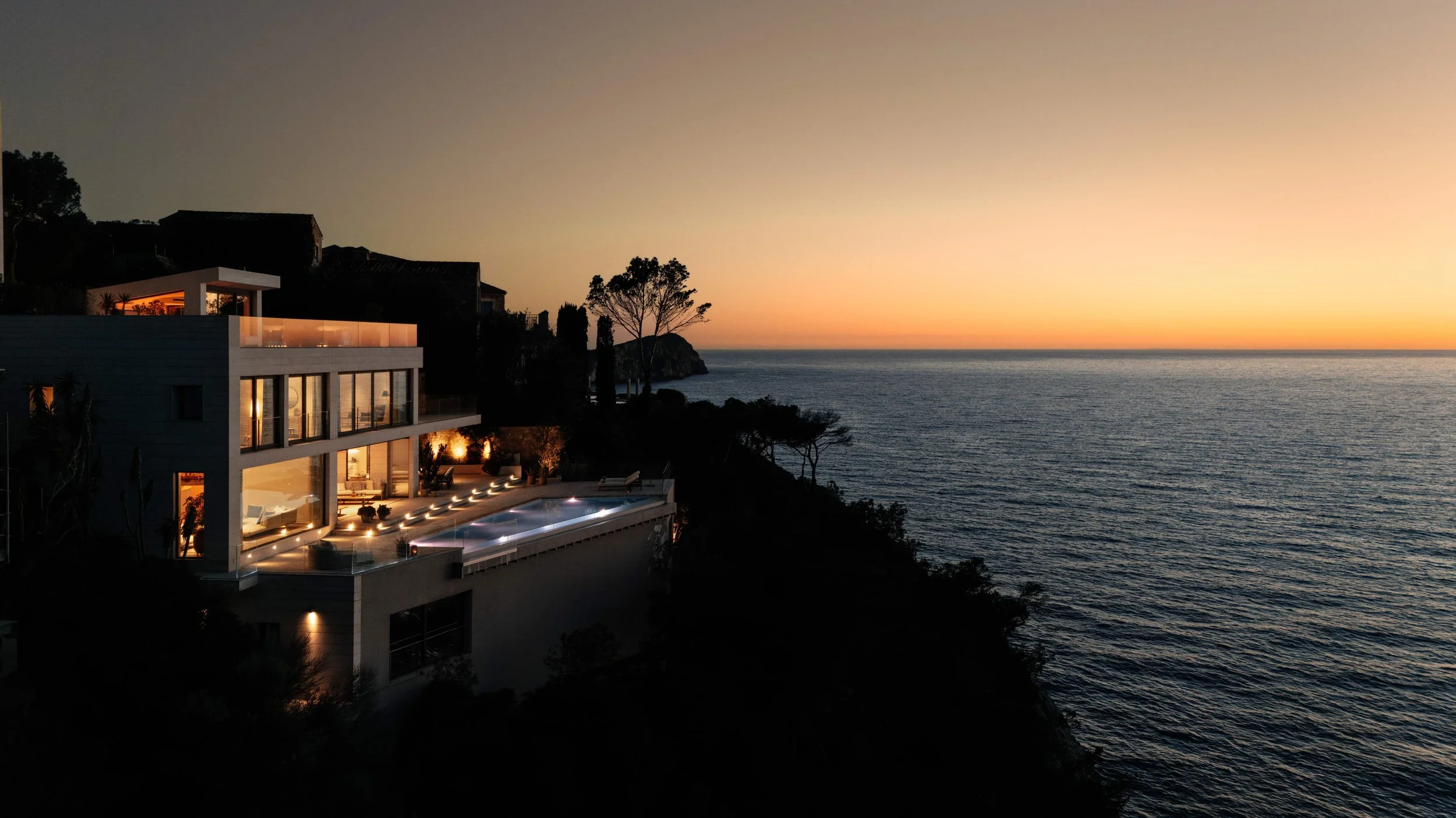Cliffside Villa in Mallorca at sunset — architectural photography by Vladimir Vladimirov
