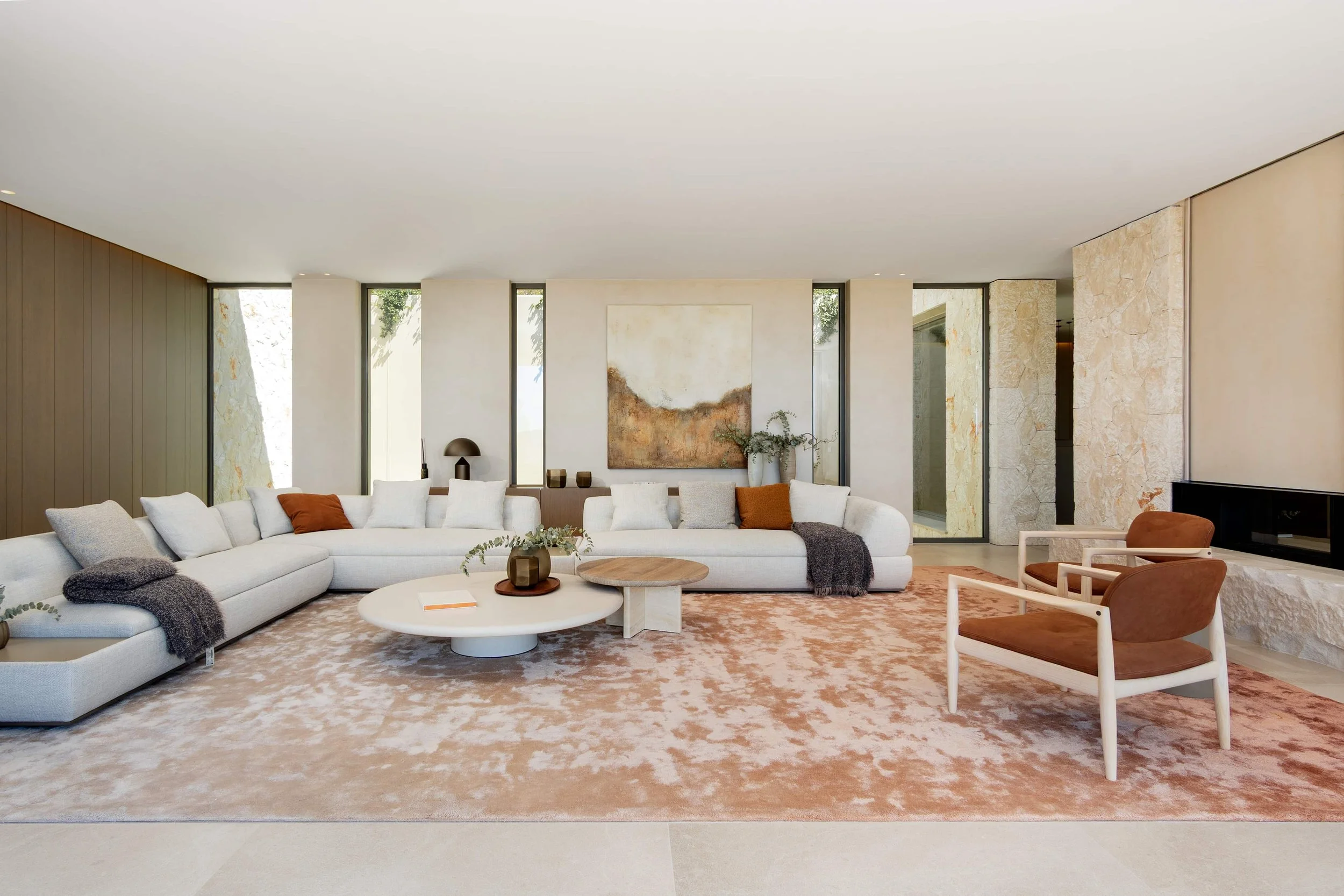 Contemporary living room with panoramic sea view, Villa Aura Mallorca — architectural photography by Vladimir Vladimirov