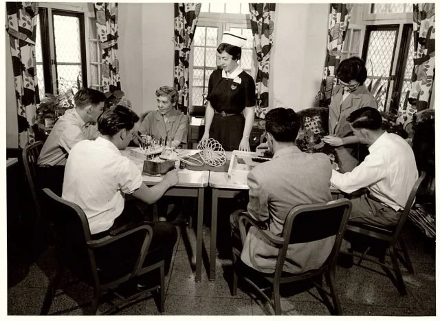 Canada's first OTA training program, Kingston Psychiatric Hospital, Ontario. Established under the Department of Health to meet growing demand for occupational therapy services in psychiatry.