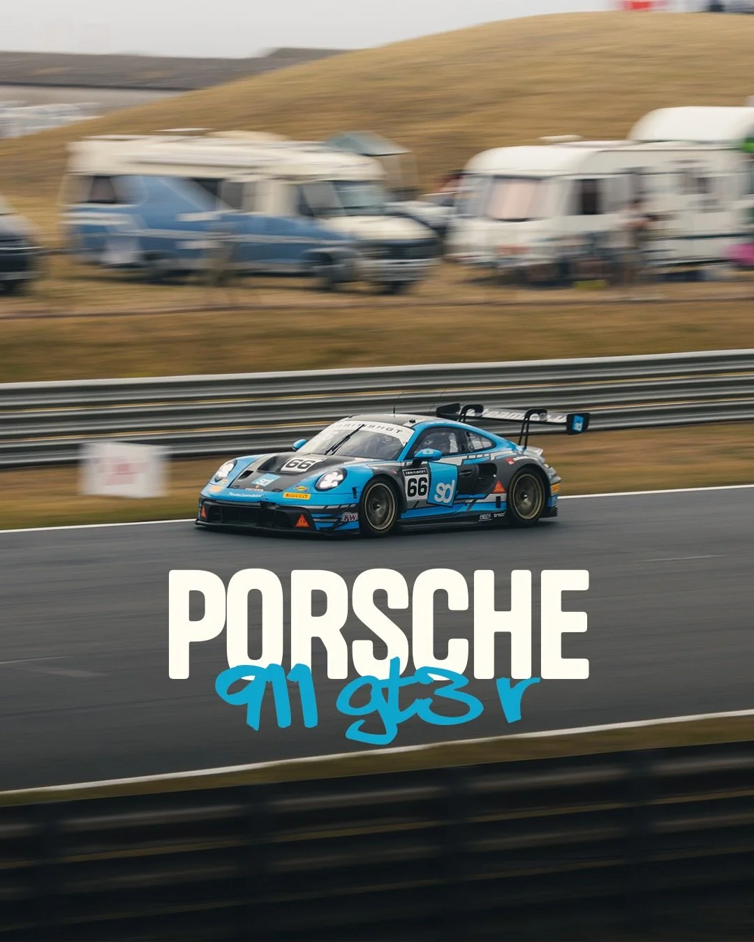 The 992 generation Porsche 911 GT3 R is a rear engined, rear wheel drive, 565hp racing machine. The power comes from a water-cooled, six cylinder, naturally aspirated boxer engine which is mounted to a Porsche six-speed sequential dog-type transmissi