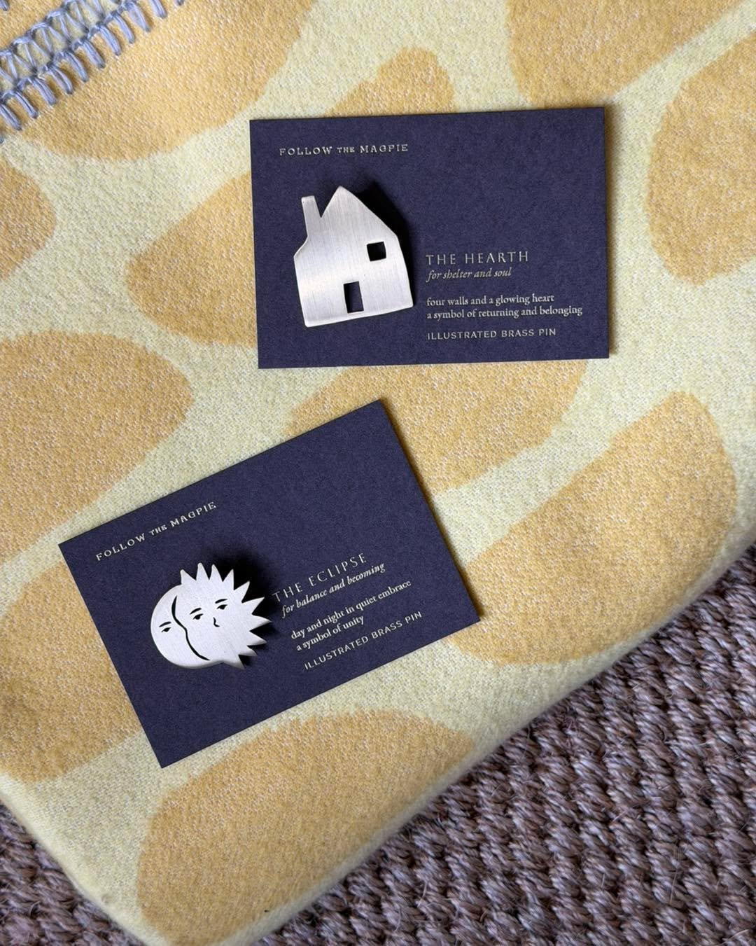 These solid brass pins by @follow_themagpie sit somewhere between jewellery and art. Produced in small batches, each talisman pin is hand-drawn, cut from solid brass and mounted on a symbolic card making them a thoughtful gift for new beginnings, tra