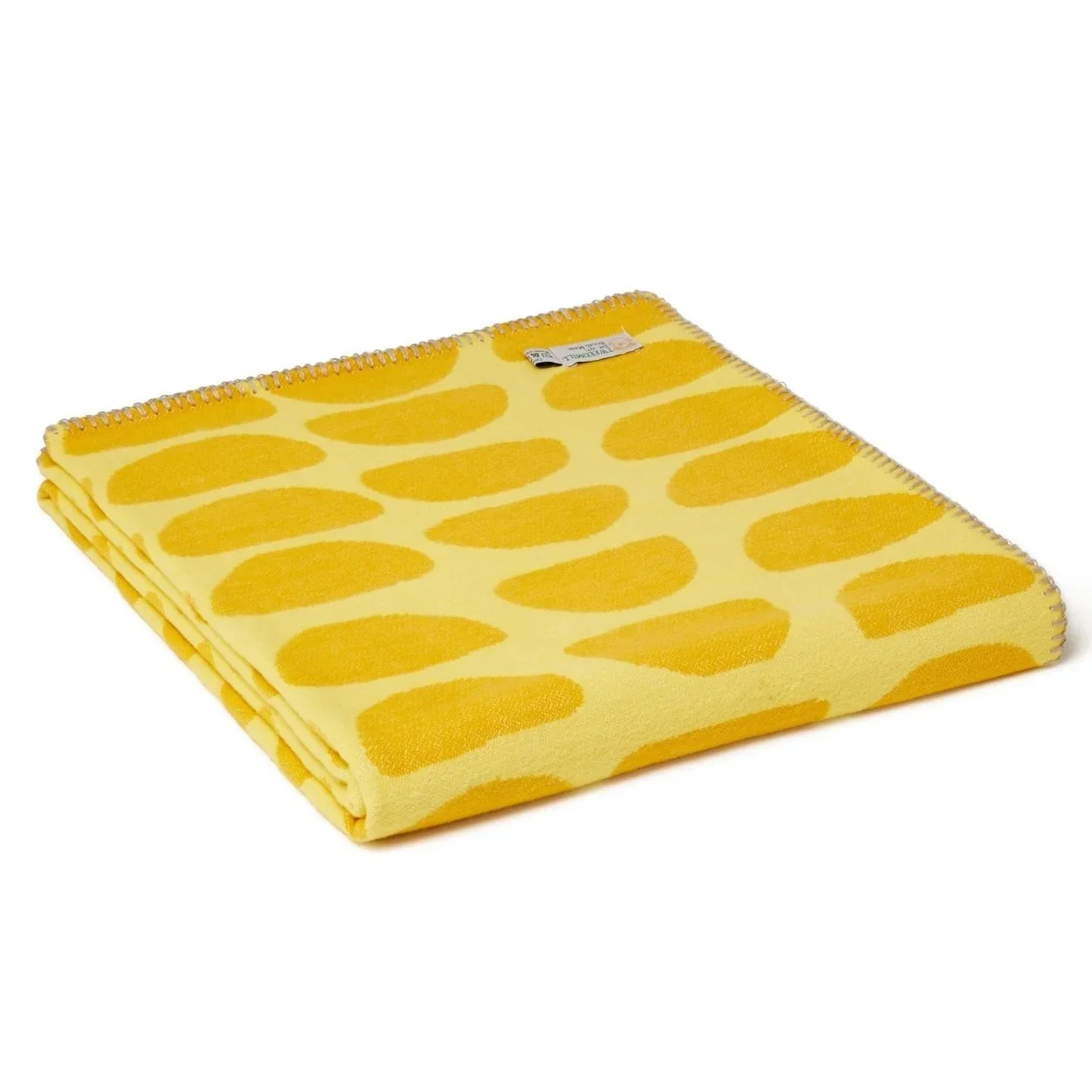Cotton Knit Half Moon Throw - Yellow