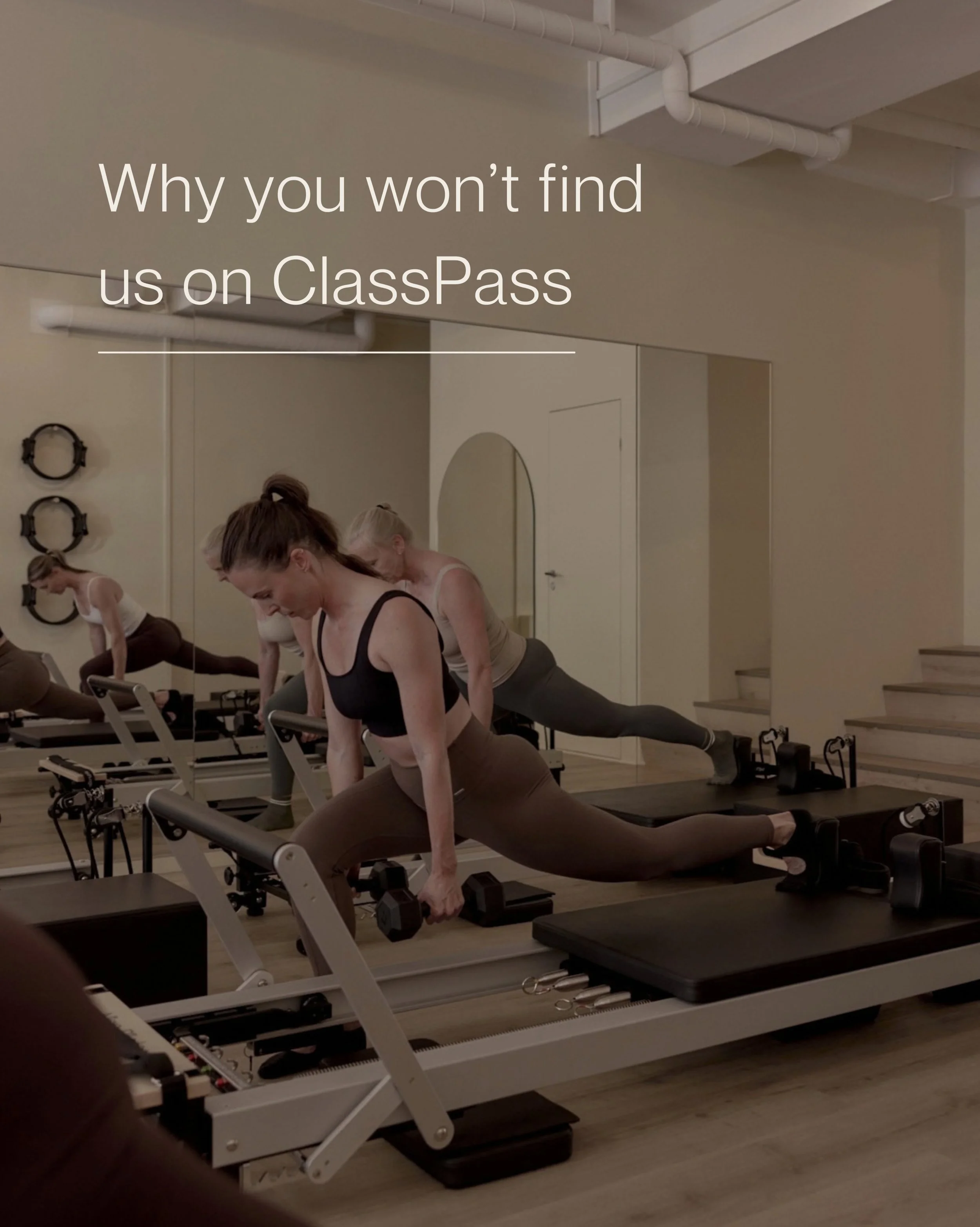 We&rsquo;re often asked why TPR isn&rsquo;t on ClassPass or Bruce. It&rsquo;s a thoughtful decision about the kind of studio we want to build.

With just nine reformers, we want our members to have the best chance of booking the classes they love.

W