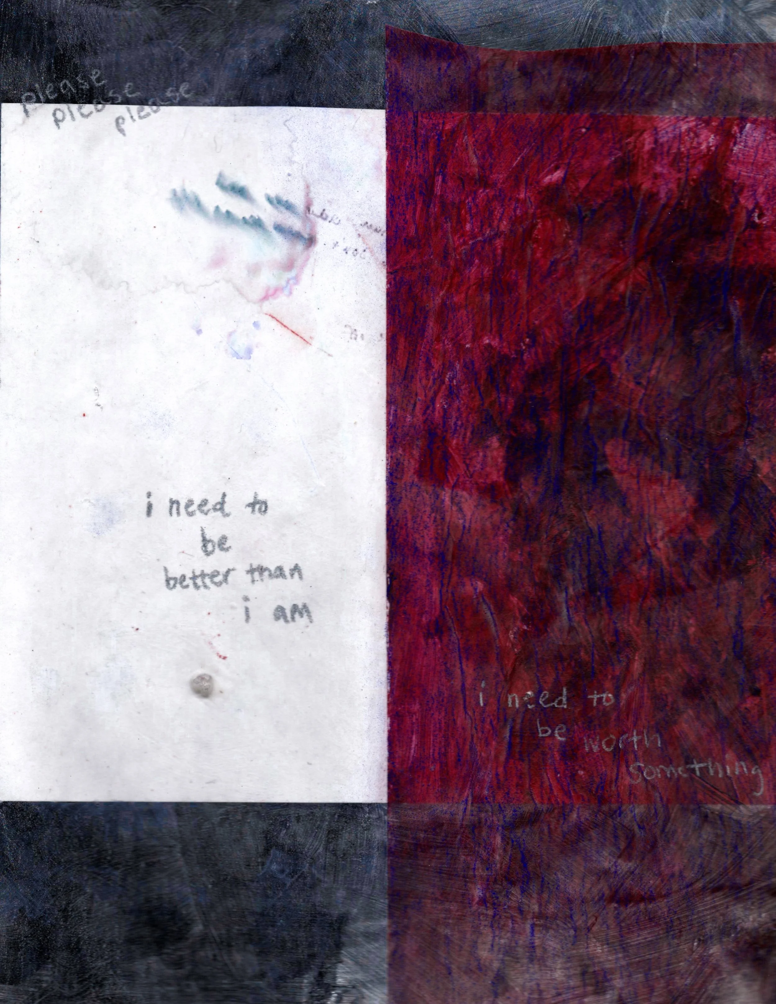 2024. Wax paper, paper, colored pencil, pen, acrylic paint. Dimensions variable.