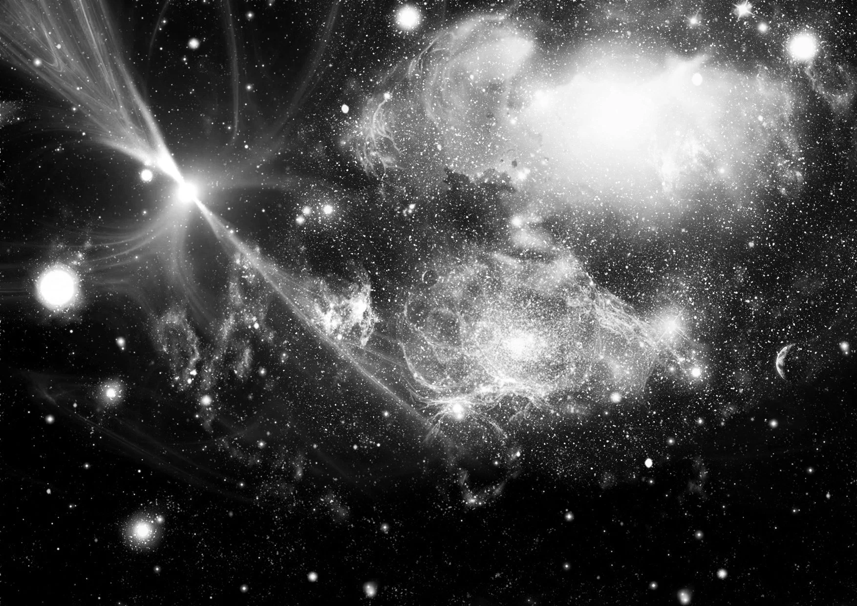 image de l’espace en noir et blanc