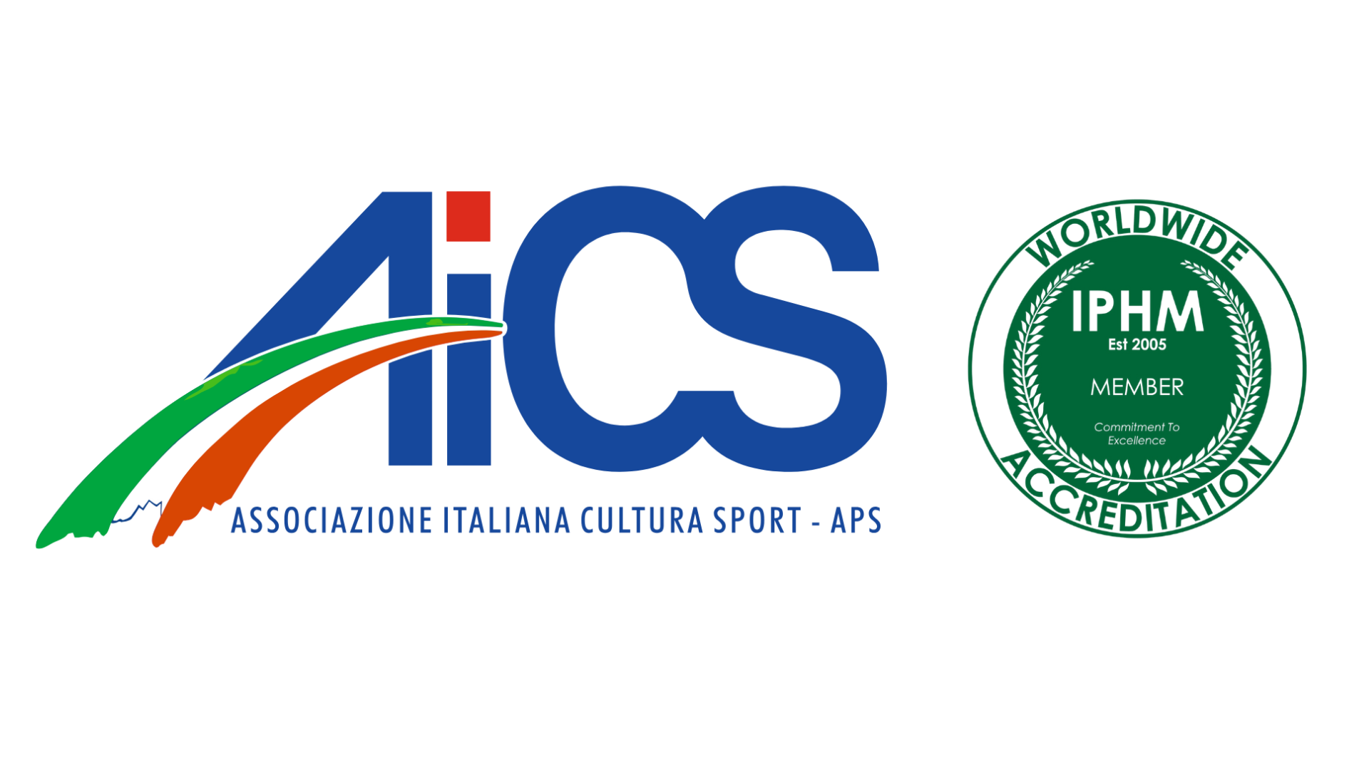 Logo dell'Associazione Italiana Cultura Sport con scritto AIS, accompagnato da un'icona grafica con linee colorate verde, bianca e arancione, e una certificazione di credibilità del IPHM