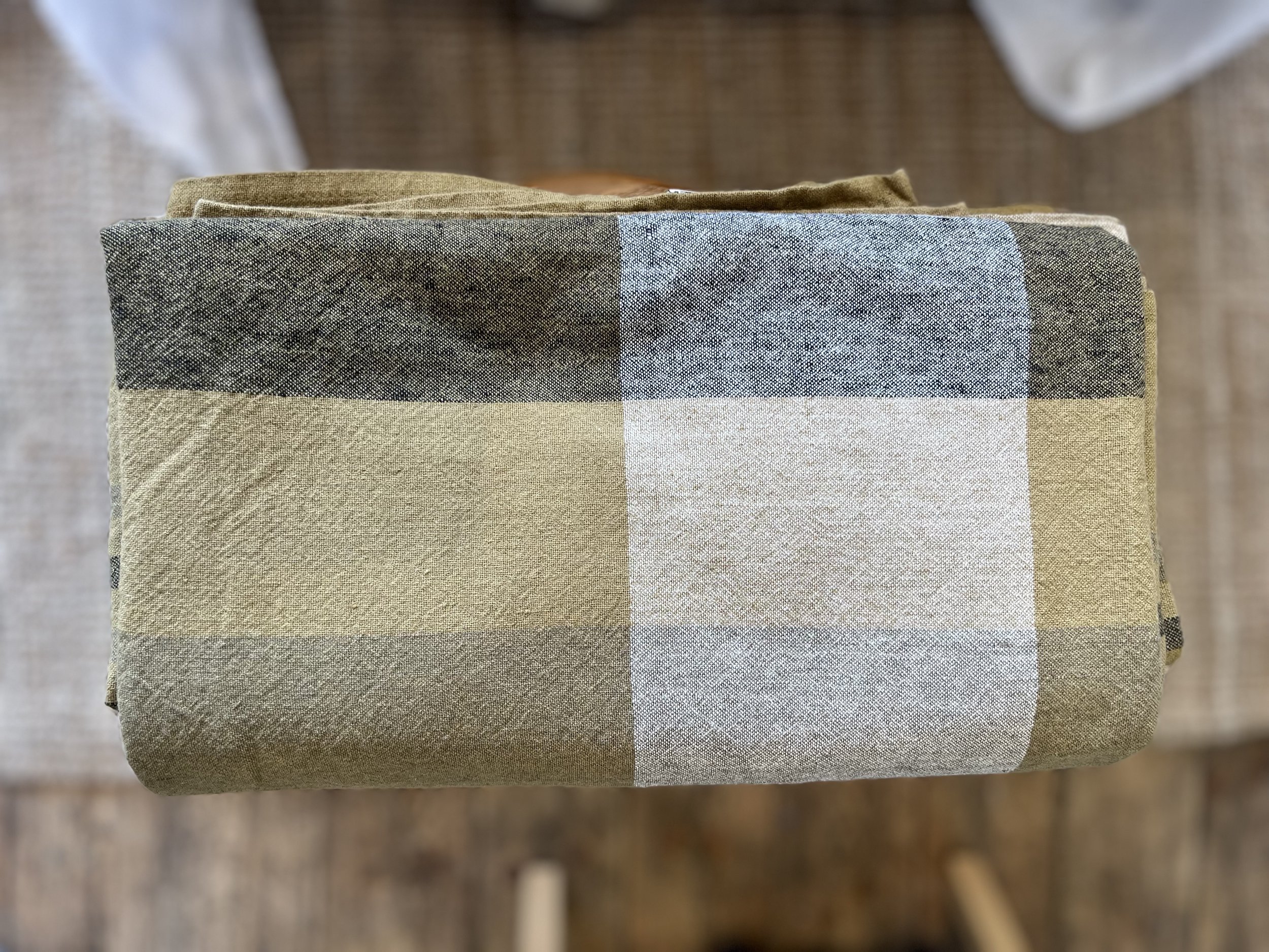French Linen tablecloth table cloth colour check picnic lunch dinner party alfresco eating drinking fun times mustard yellow