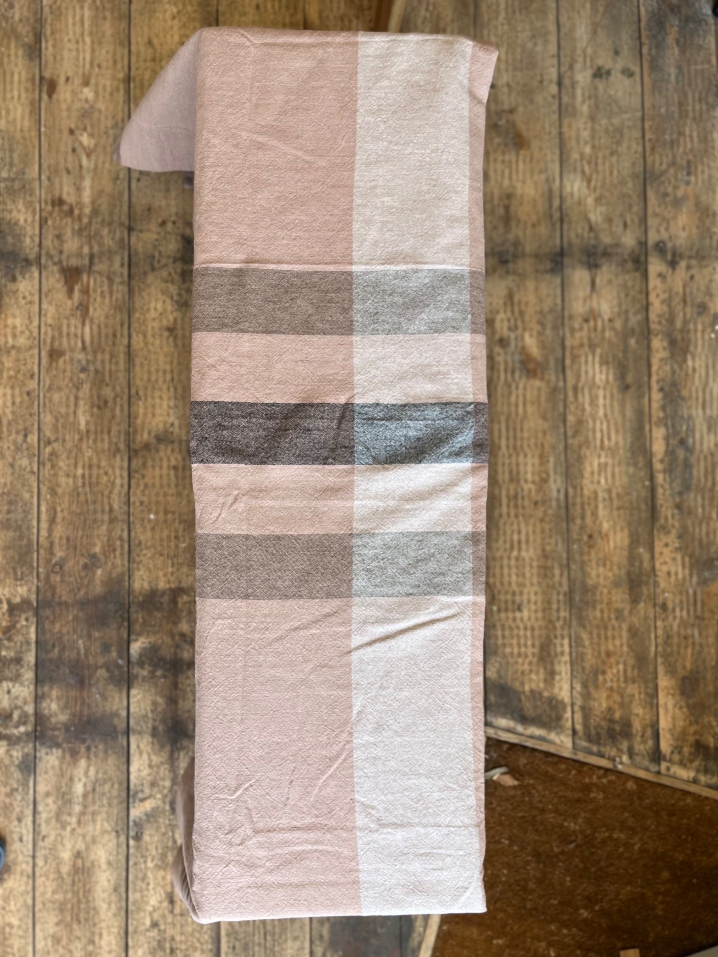 French Linen tablecloth table cloth colour check picnic lunch dinner party alfresco eating drinking fun times dark pink