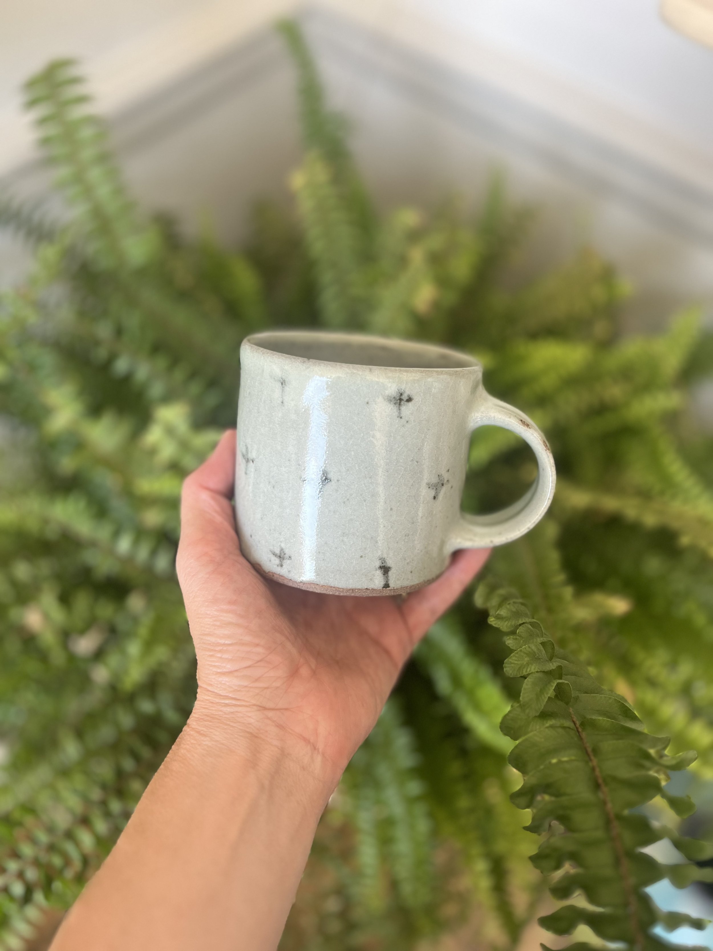 mug ceramic glaze handmade sturdy crafted light celadon jynsym ong decorated tea coffee drinks