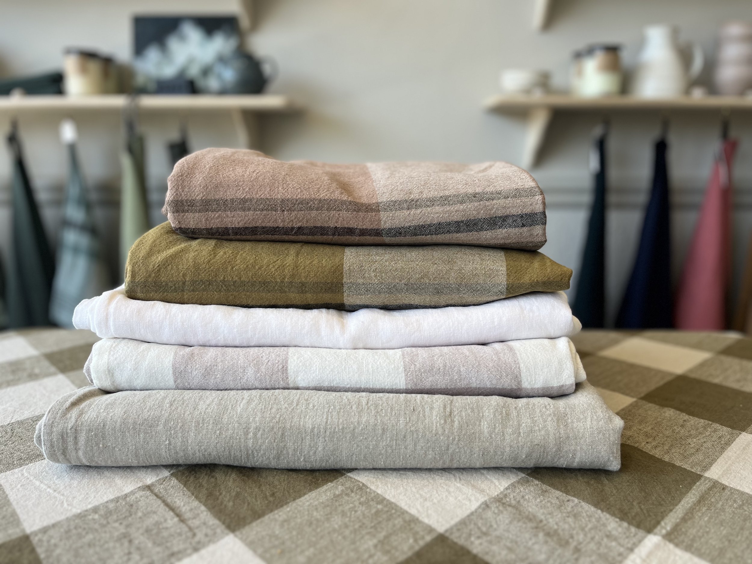 French Linen tablecloth table cloth colour check picnic lunch dinner party alfresco eating drinking fun times