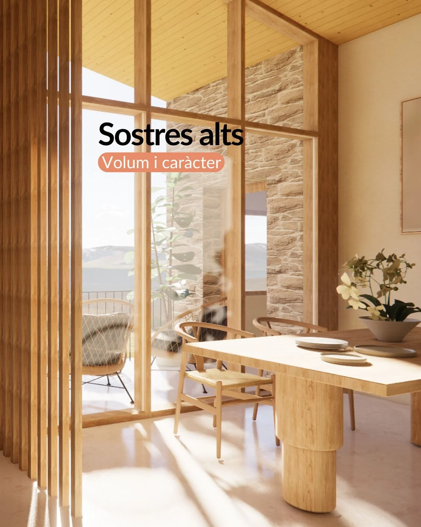 Un sostre alt no &eacute;s nom&eacute;s m&eacute;s volum.
&Eacute;s car&agrave;cter.
&Eacute;s jerarquia dins la casa.
&Eacute;s dir: aqu&iacute; hi passa alguna cosa important.
Els espais alts ens expandeixen. Ens connecten amb el cel i aporten ampl