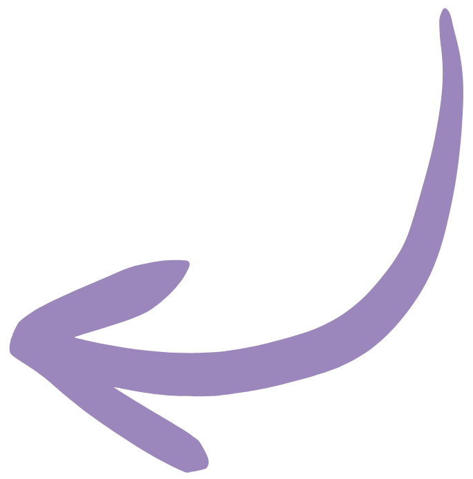 A purple arrow pointing to the left with a curved tail.