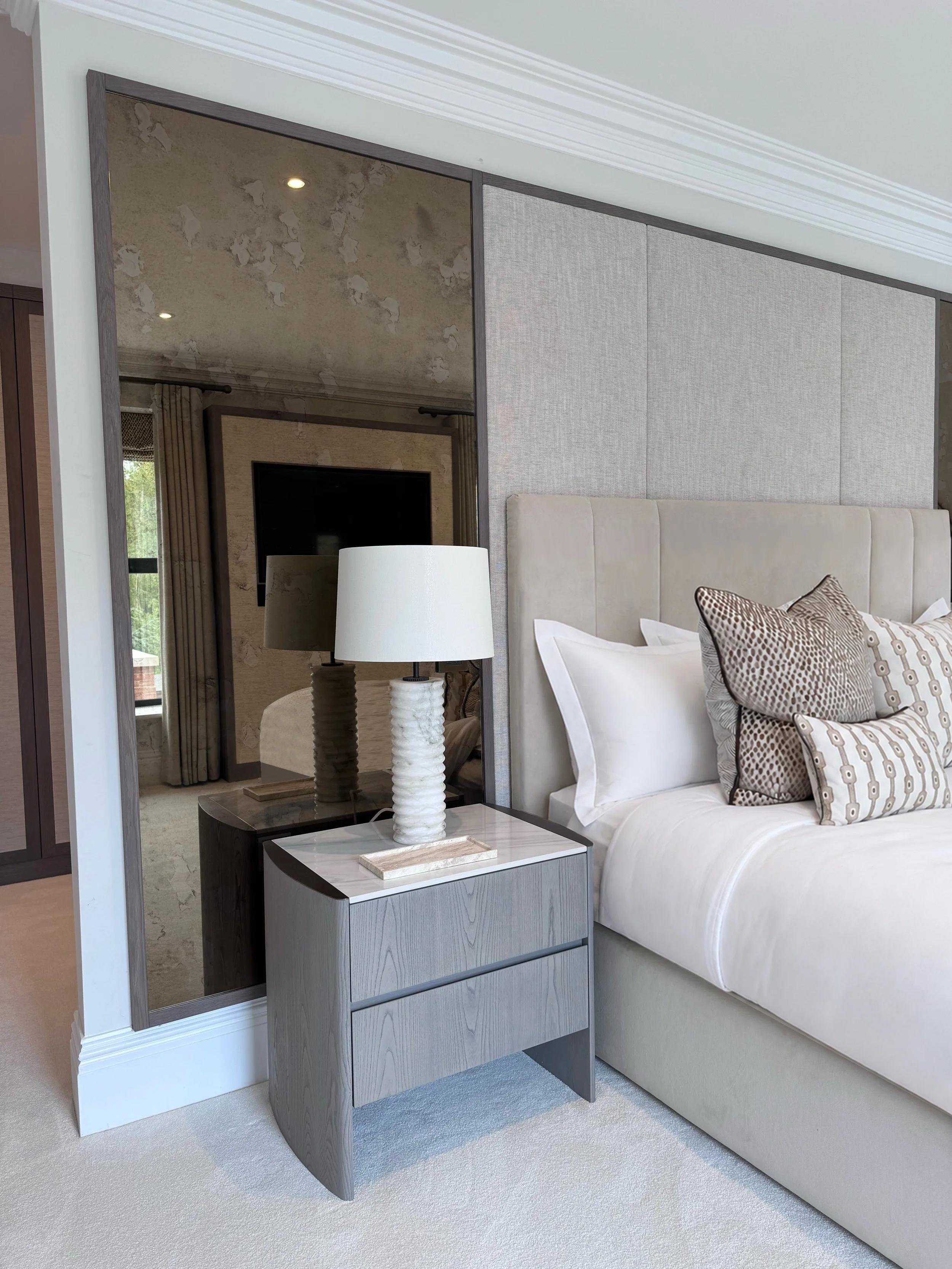 The final cabinetry installation at Blossom Bay completes the Master Suite ✨

We transformed the dressing area from two separate rooms into one cohesive space, introducing bronze mirror end panels to reflect light and enhance the sense of openness.
T