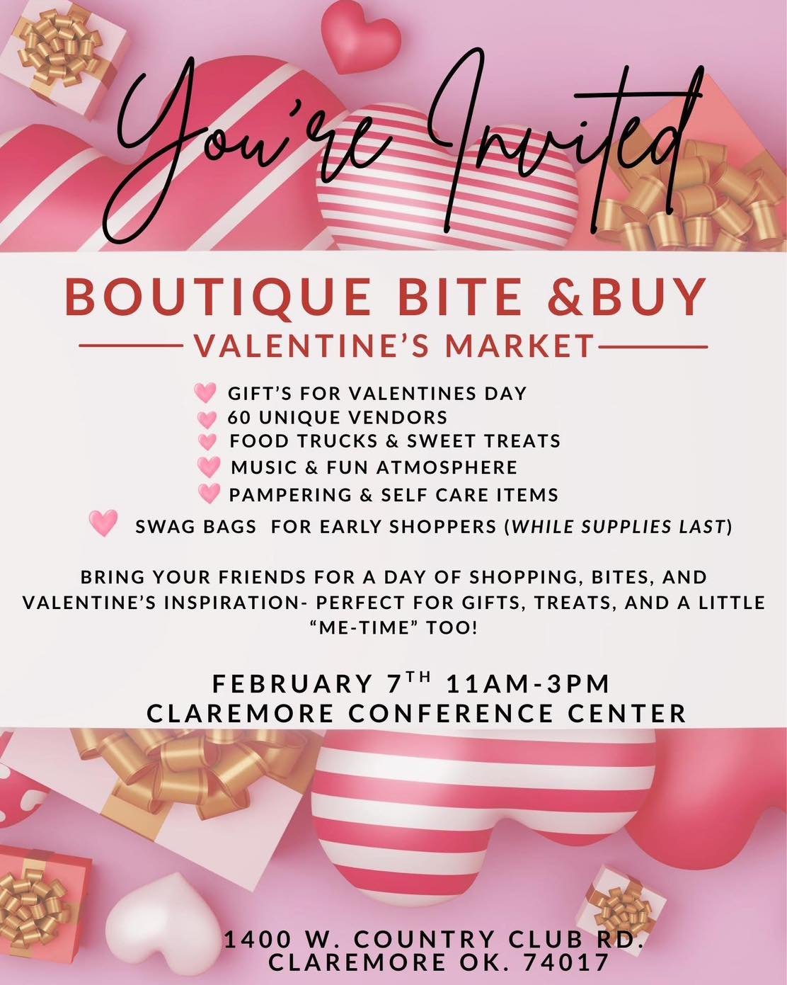 Come &amp; join us for the Boutique Buy &amp; Bite Valentine&rsquo;s Day Market in Claremore next weekend! 💌

TNM booth will have:
&hearts;️ Tinctures
&hearts;️ Body, baby, &amp; yoni oils
&hearts;️ Teas &amp; steams
&hearts;️ 2 new products
&hearts