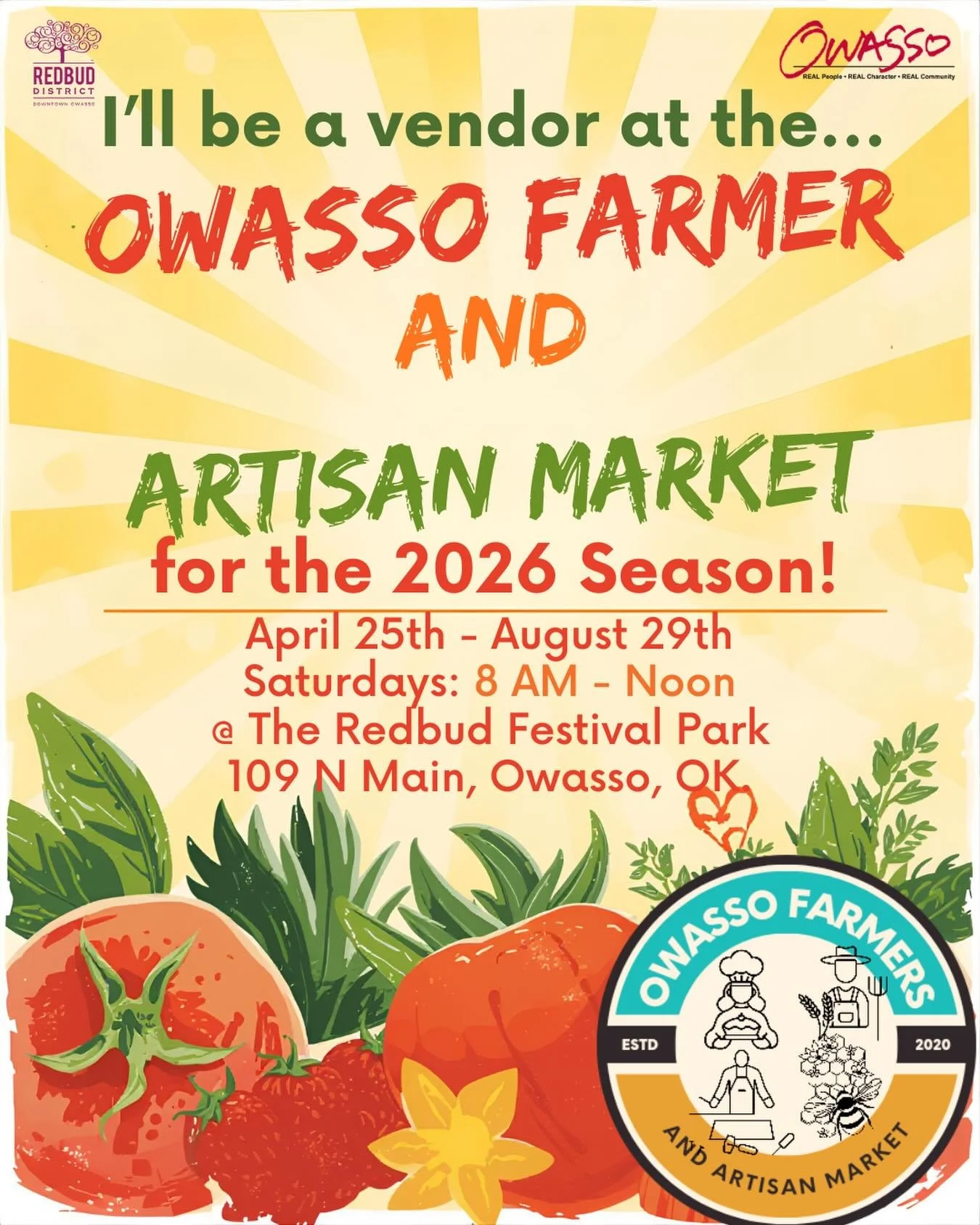 I&rsquo;m so excited to be a part of the Owasso Farmers Market this year! Come see me Saturdays from 8&ndash;12 for some herbal goodies 🌿🩷

#owassomarket #owasso #localwellness #herbalremedies #thenestingmeadow